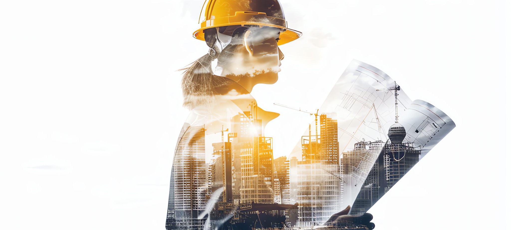Engineer and city skyline illustration